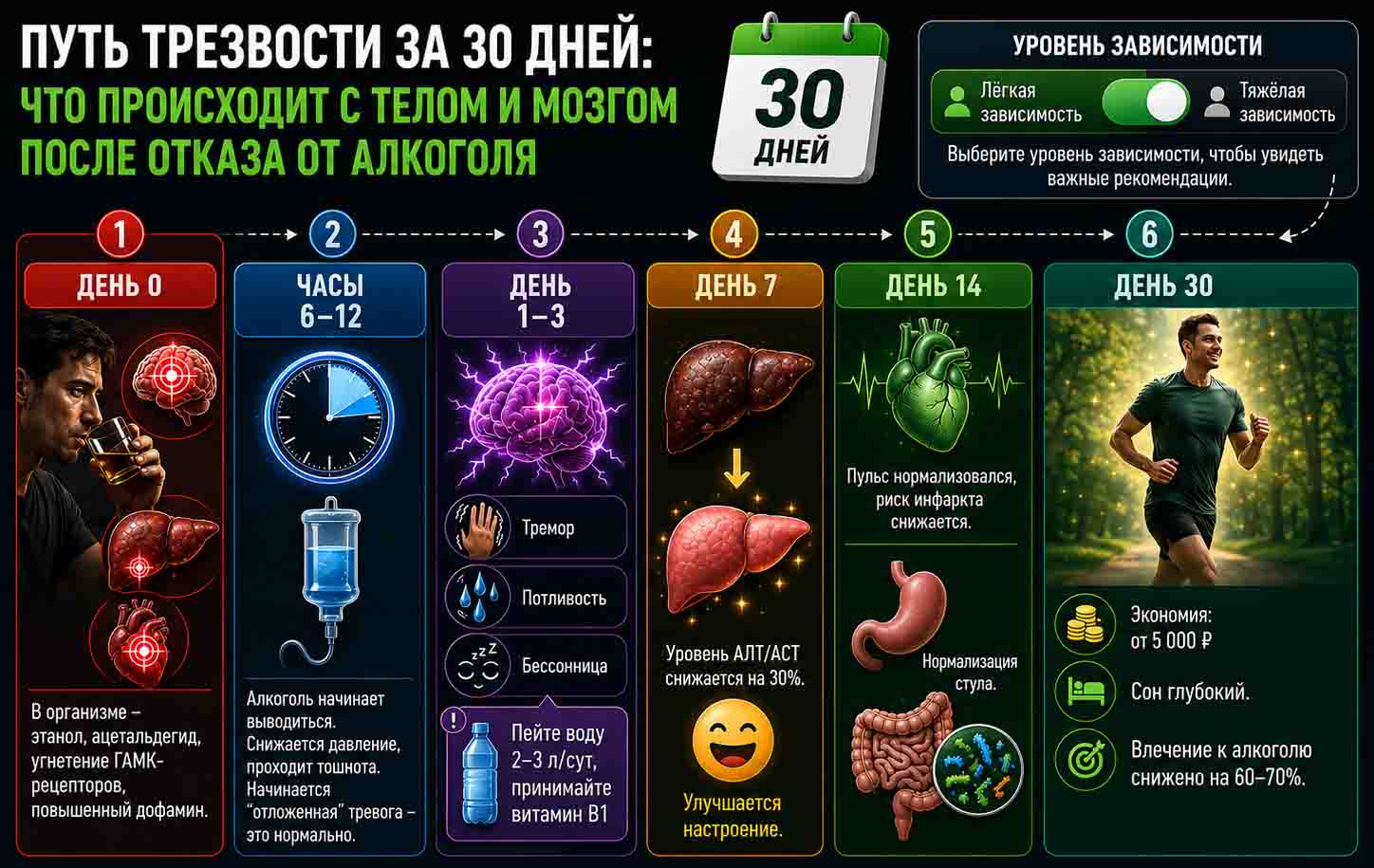 Инфографика про путь трезвости